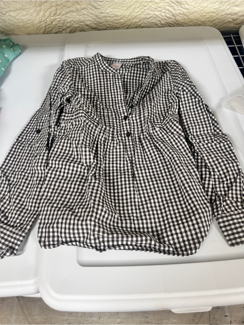 Gymboree brown & White Gingham kids top